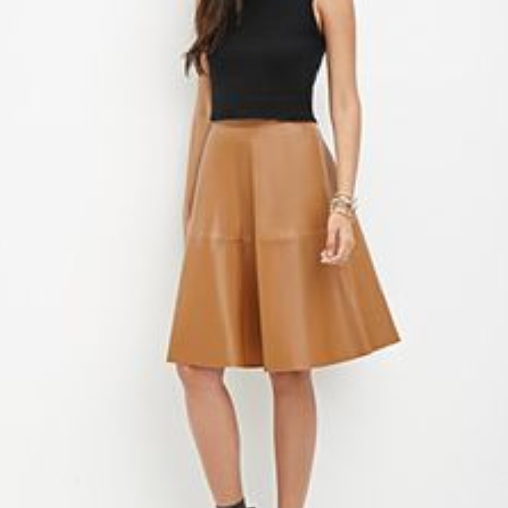 NWT Forever 21 Vegan Leather Camel Skirt